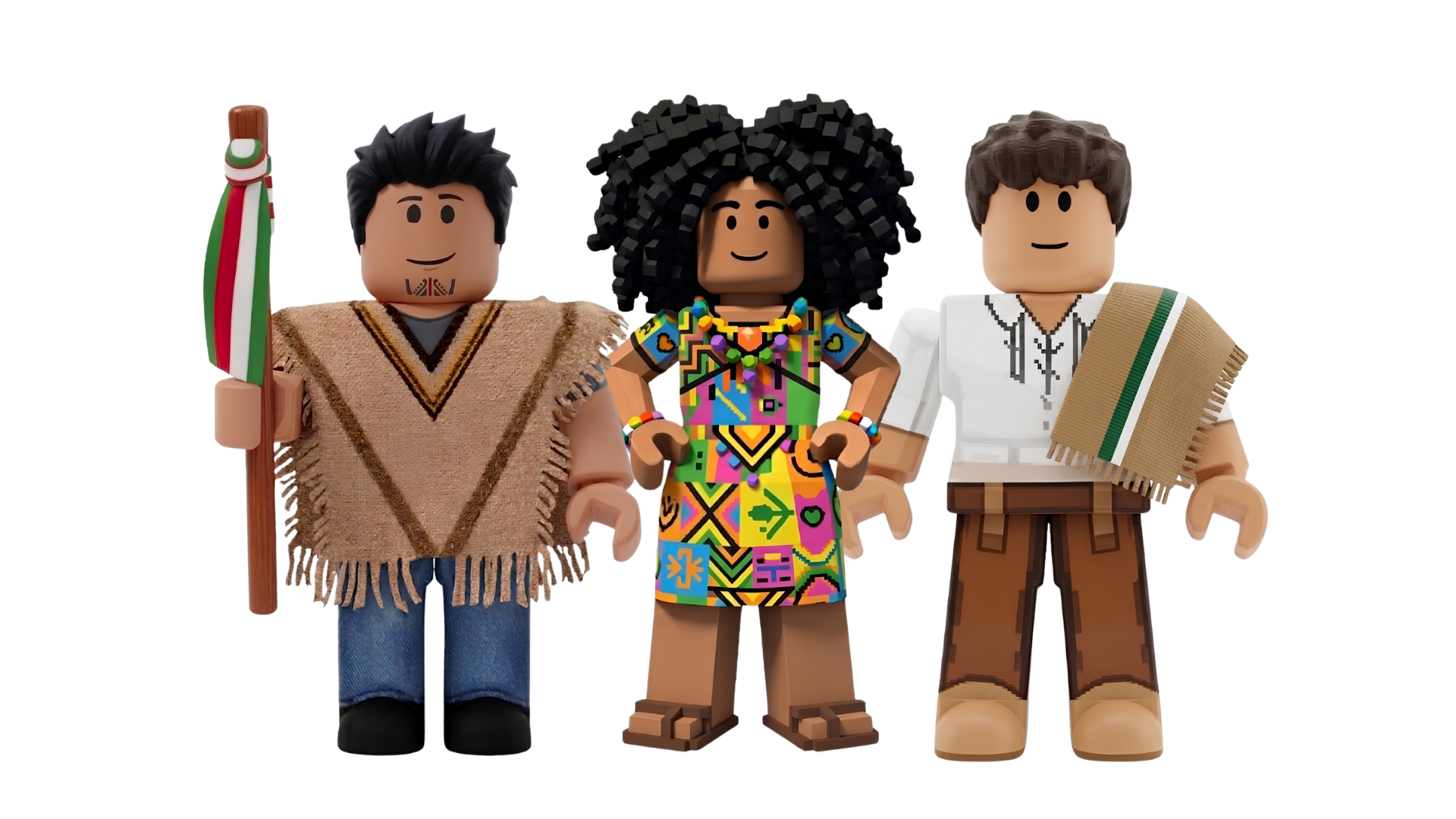 Los tres personajes de la miniserie No Te Comas el Cuento